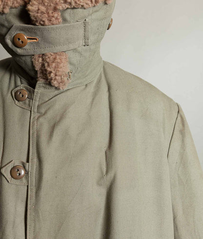 Vintage 1940s Swedish M1909 Livpäls Sheepskin Lined Parka Overcoat