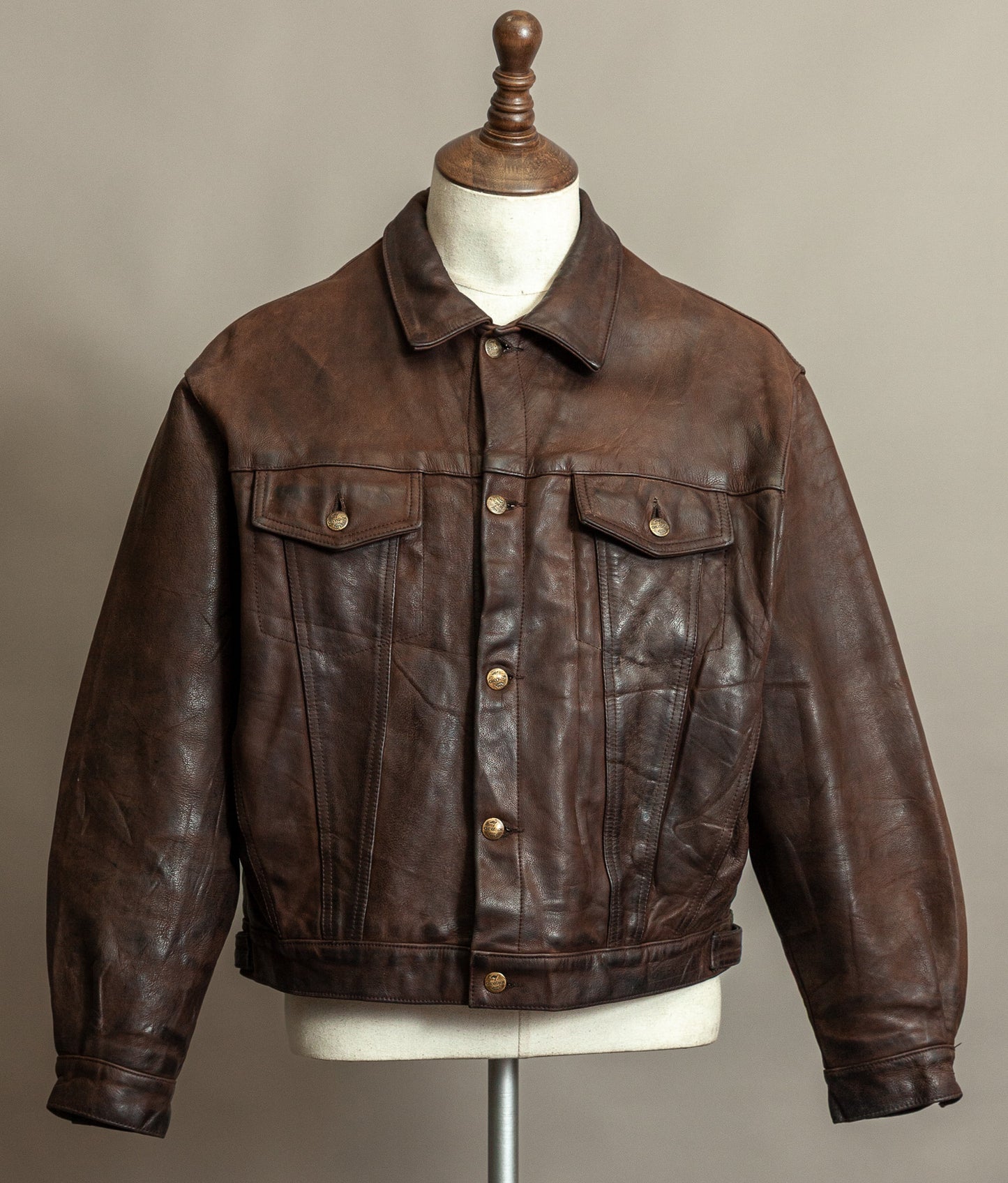 Vintage 1980s Chevignon Reverse Nubuck Calfskin Trucker Jacket