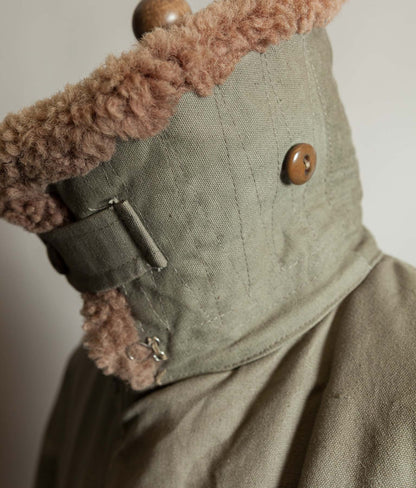 Vintage 1940s Swedish M1909 Livpäls Sheepskin Lined Parka Overcoat