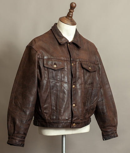 Vintage 1980s Chevignon Reverse Nubuck Calfskin Trucker Jacket