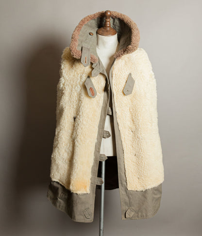 Vintage 1940s Swedish M1909 Livpäls Sheepskin Lined Parka Overcoat