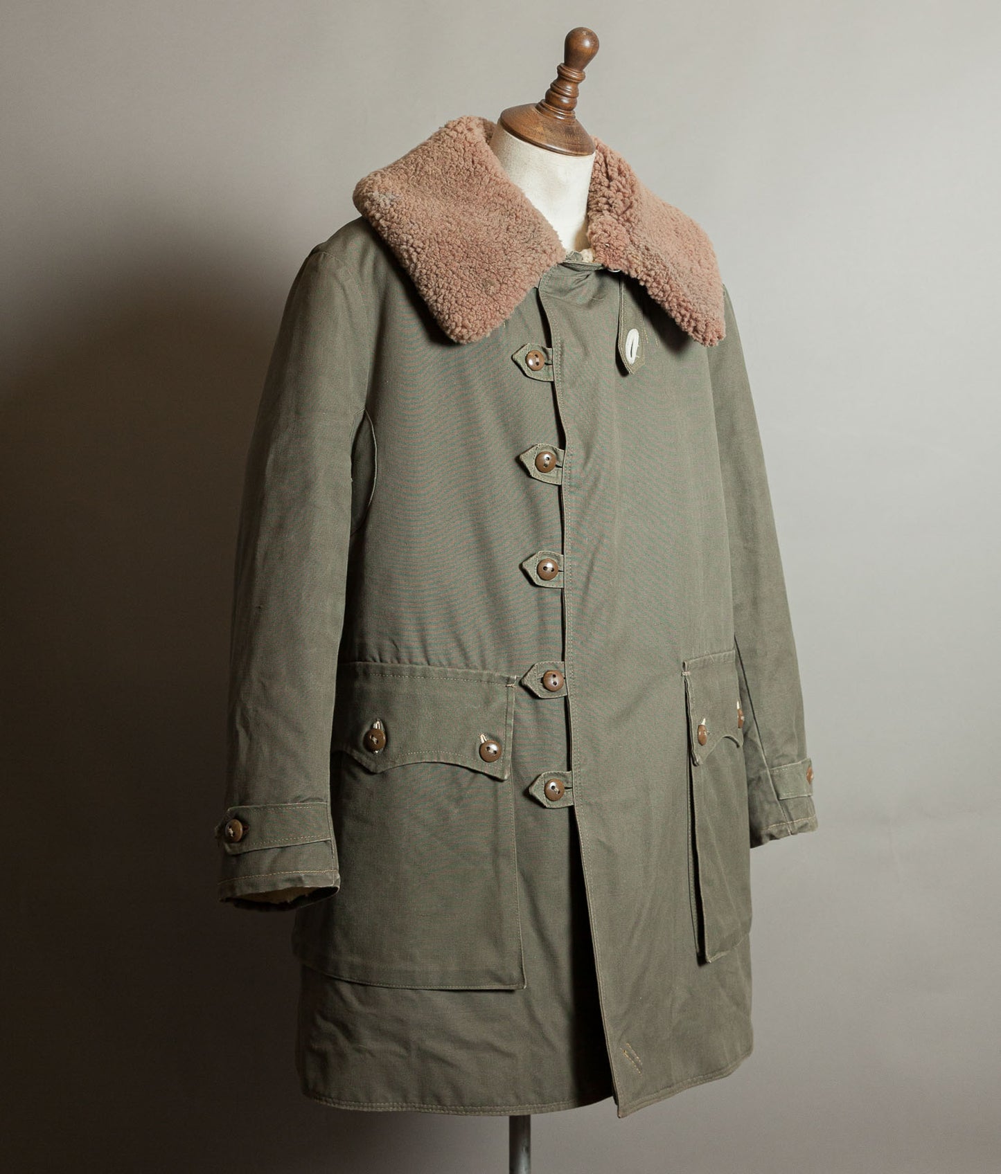 Vintage 1940s Swedish M1909 Livpäls Sheepskin Military Parka Matts Larsson