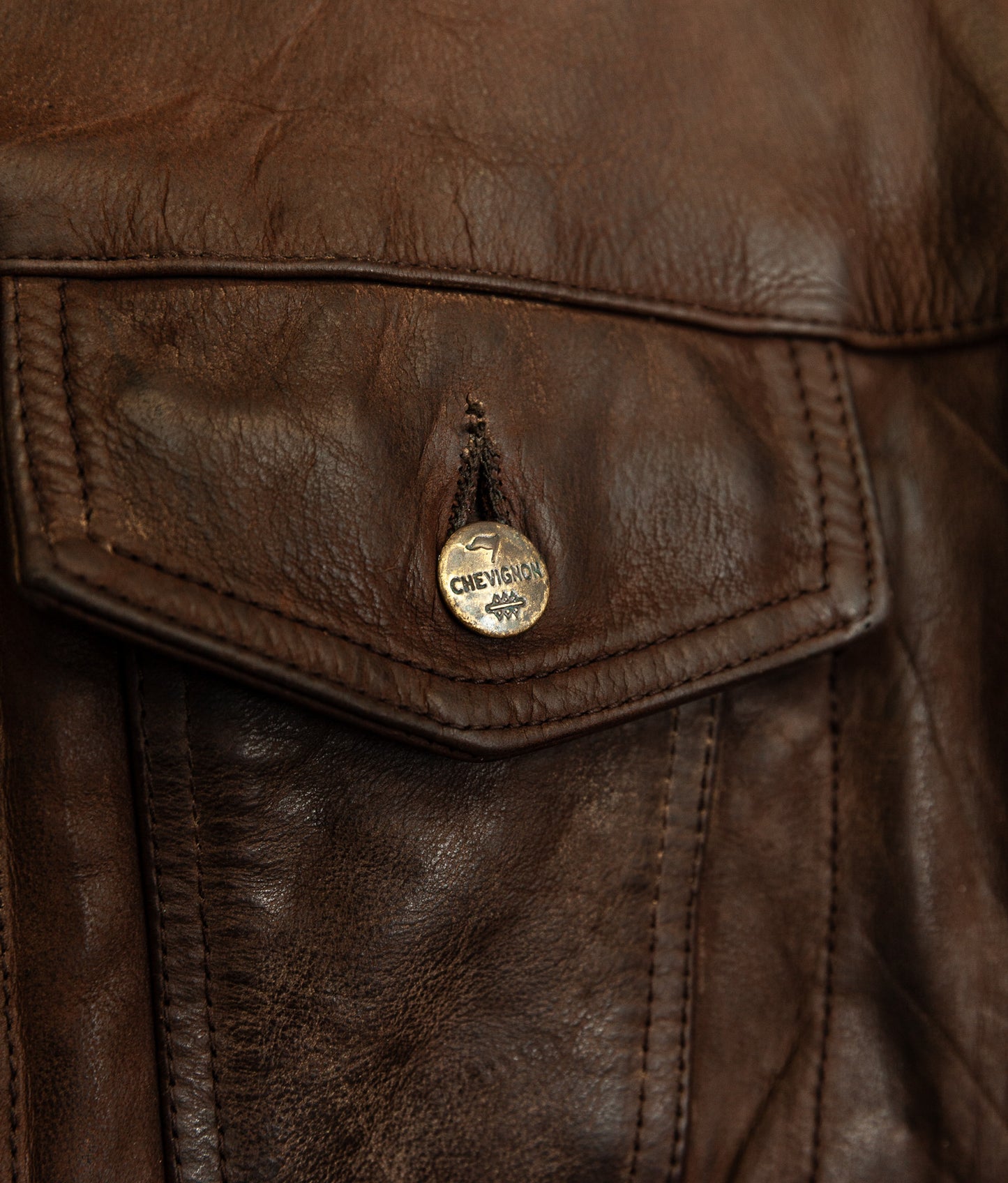 Vintage 1980s Chevignon Reverse Nubuck Calfskin Trucker Jacket