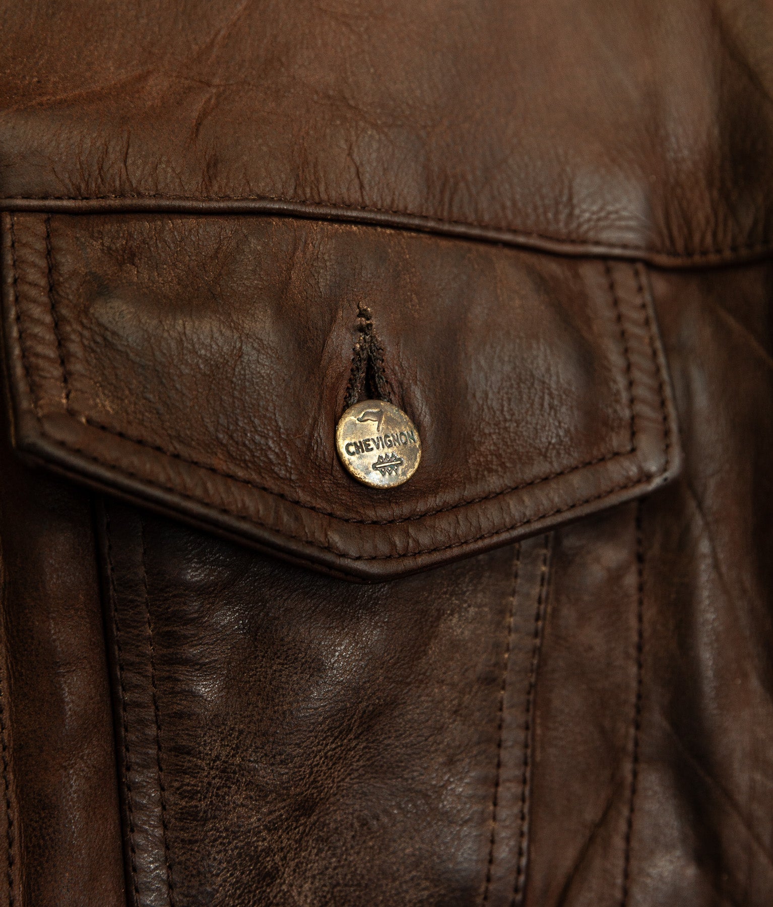Vintage 1980s Chevignon Reverse Nubuck Calfskin Trucker Jacket