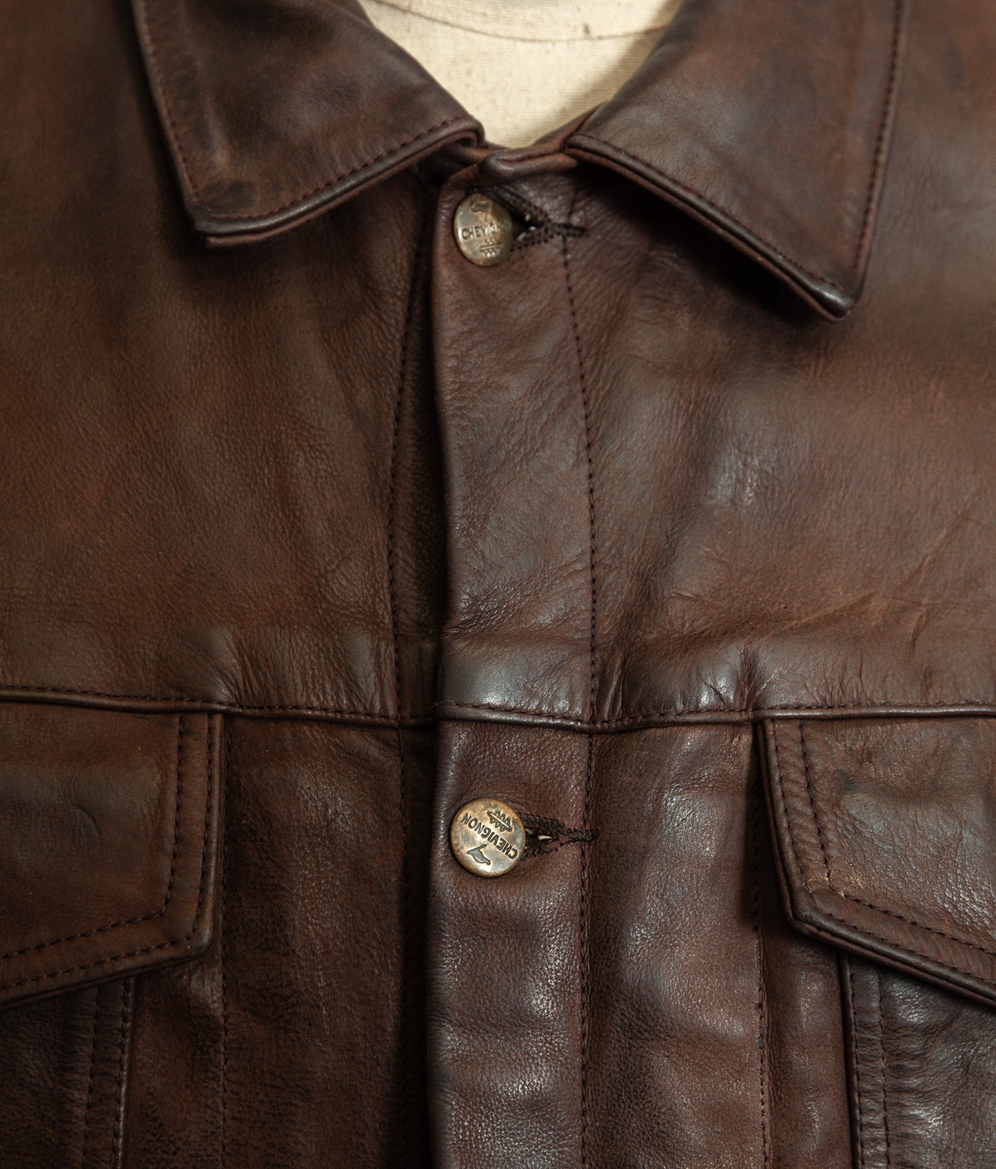 Vintage 1980s Chevignon Reverse Nubuck Calfskin Trucker Jacket