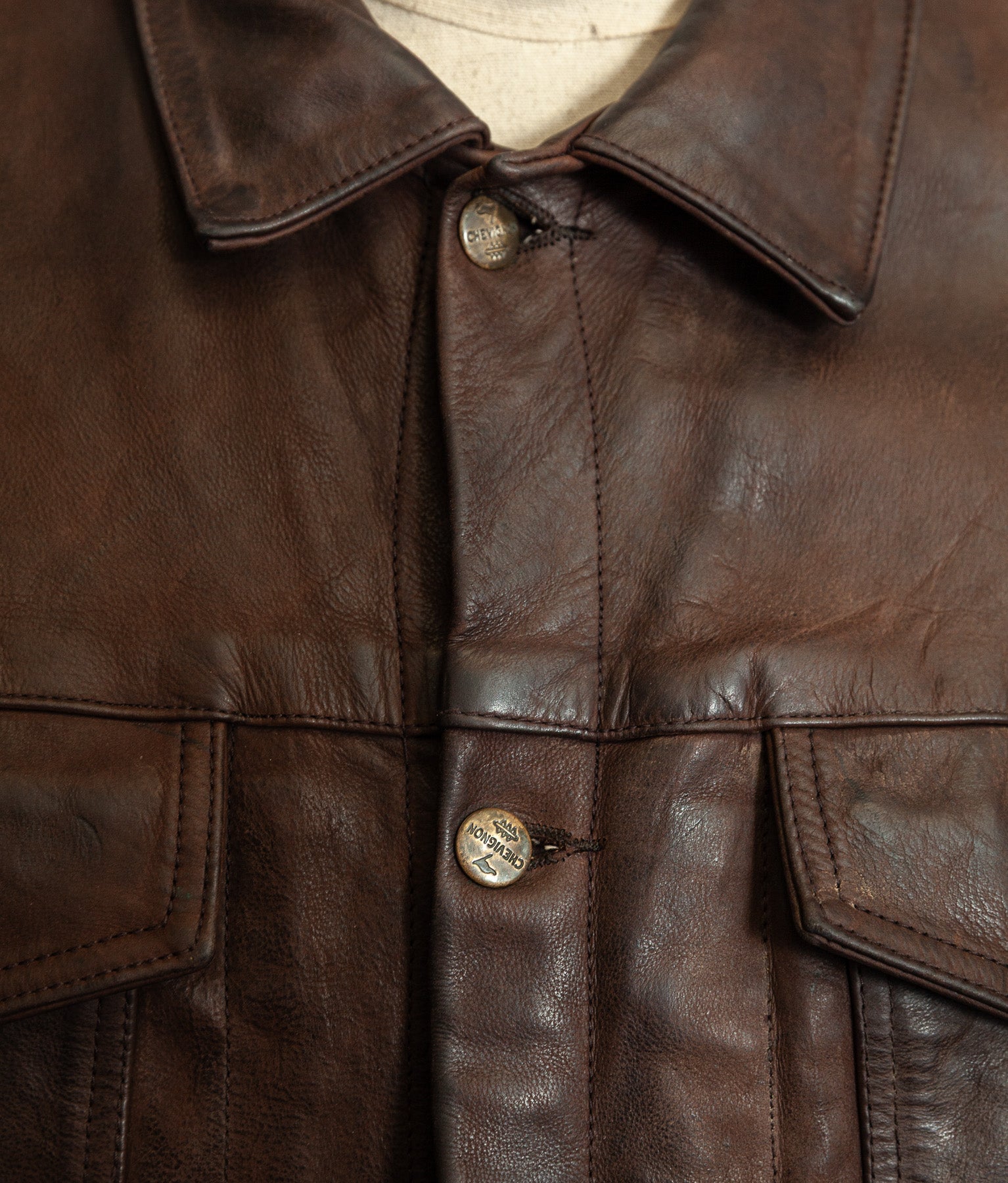 Vintage 1980s Chevignon Reverse Nubuck Calfskin Trucker Jacket