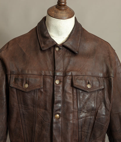 Vintage 1980s Chevignon Reverse Nubuck Calfskin Trucker Jacket