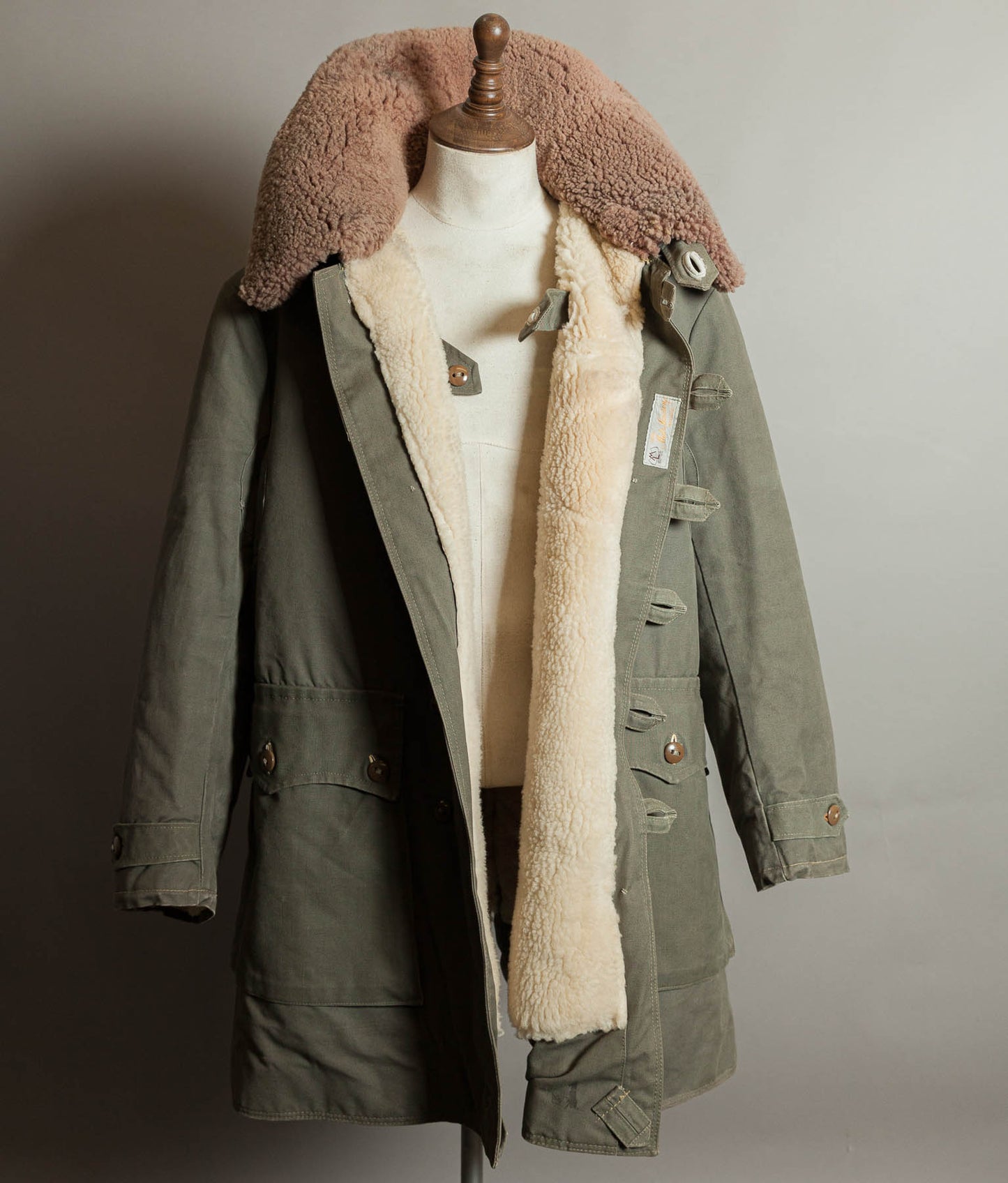 Vintage 1940s Swedish M1909 Livpäls Sheepskin Military Parka Matts Larsson