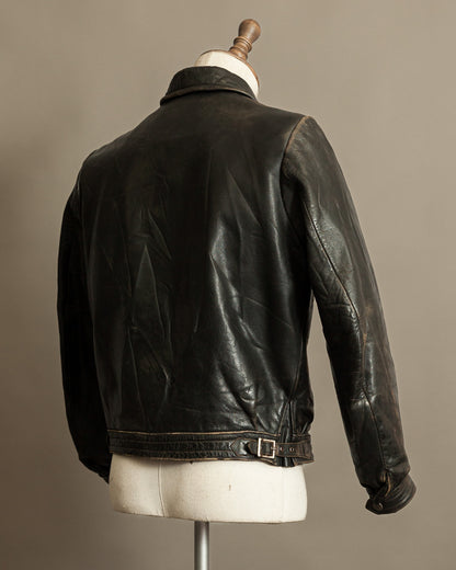 Vintage German Horsehide Leather Motorcycle Jacket, 1940s to 1950s