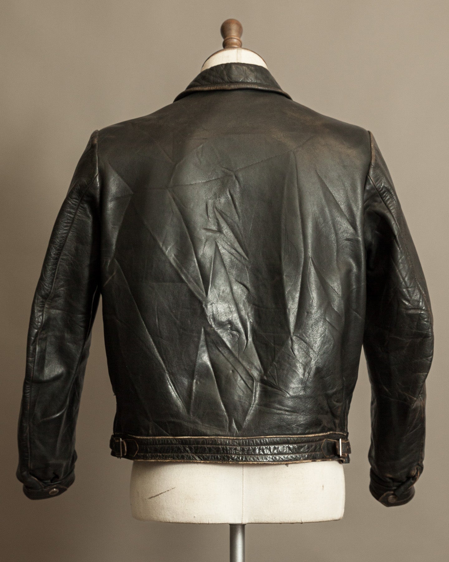 Vintage German Horsehide Leather Motorcycle Jacket, 1940s to 1950s