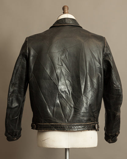 Vintage German Horsehide Leather Motorcycle Jacket, 1940s to 1950s