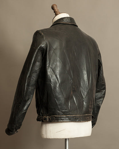 Vintage German Horsehide Leather Motorcycle Jacket, 1940s to 1950s