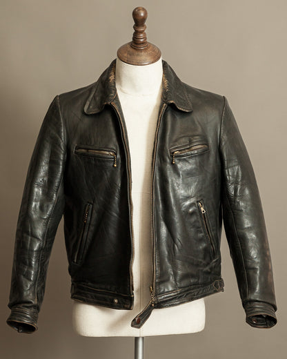 Vintage German Horsehide Leather Motorcycle Jacket, 1940s to 1950s