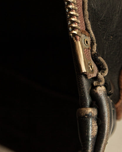 Vintage German Horsehide Leather Motorcycle Jacket, 1940s to 1950s