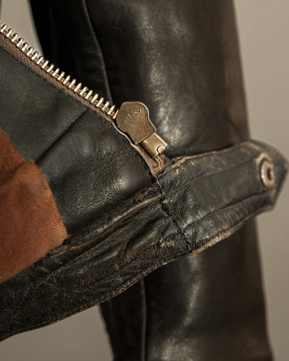 Vintage German Horsehide Leather Motorcycle Jacket, 1940s to 1950s