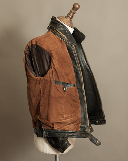 Vintage German Horsehide Leather Motorcycle Jacket, 1940s to 1950s