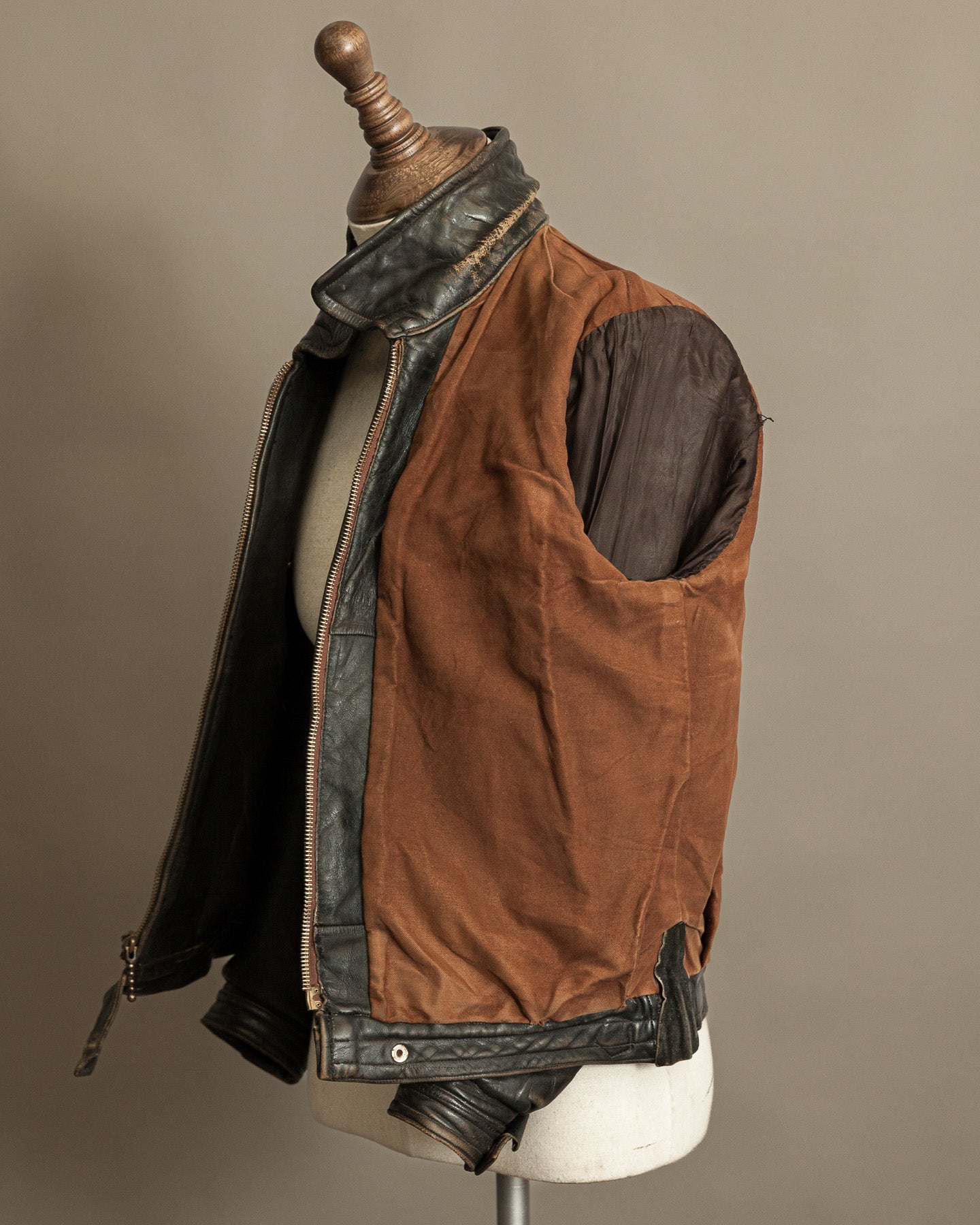 Vintage German Horsehide Leather Motorcycle Jacket, 1940s to 1950s