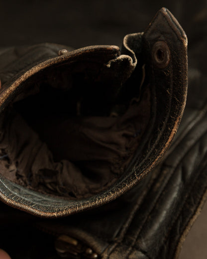 Vintage German Horsehide Leather Motorcycle Jacket, 1940s to 1950s