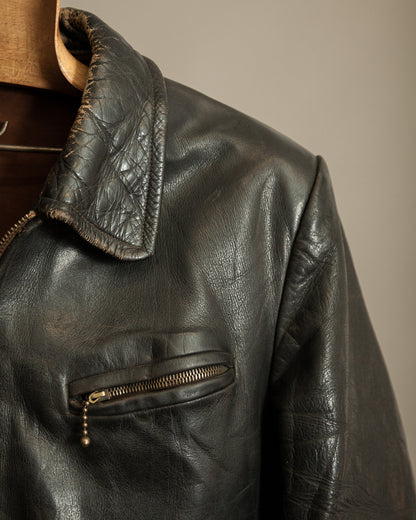 Vintage German Horsehide Leather Motorcycle Jacket, 1940s to 1950s