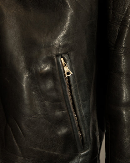 Vintage German Horsehide Leather Motorcycle Jacket, 1940s to 1950s