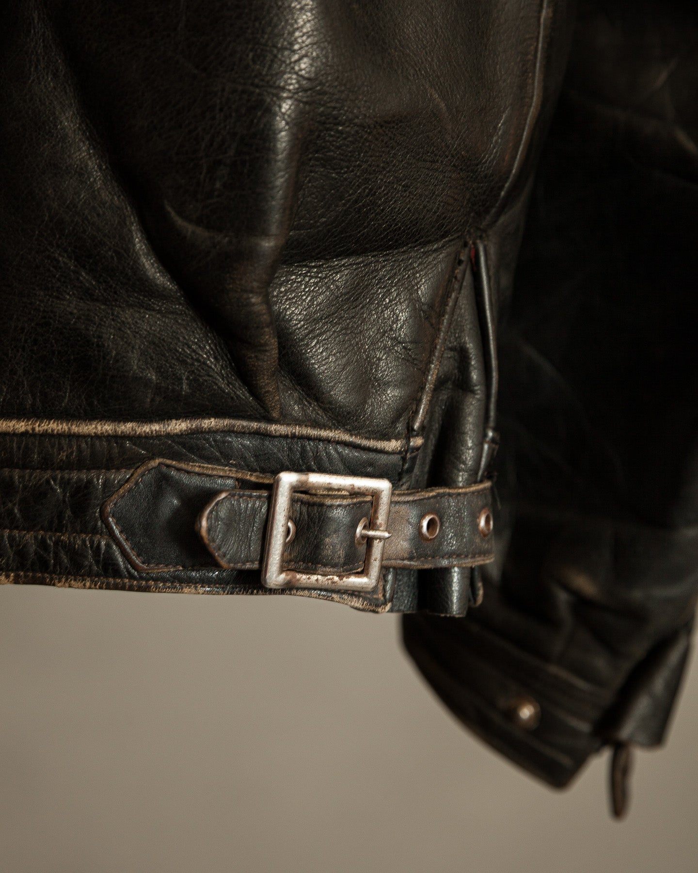 Vintage German Horsehide Leather Motorcycle Jacket, 1940s to 1950s