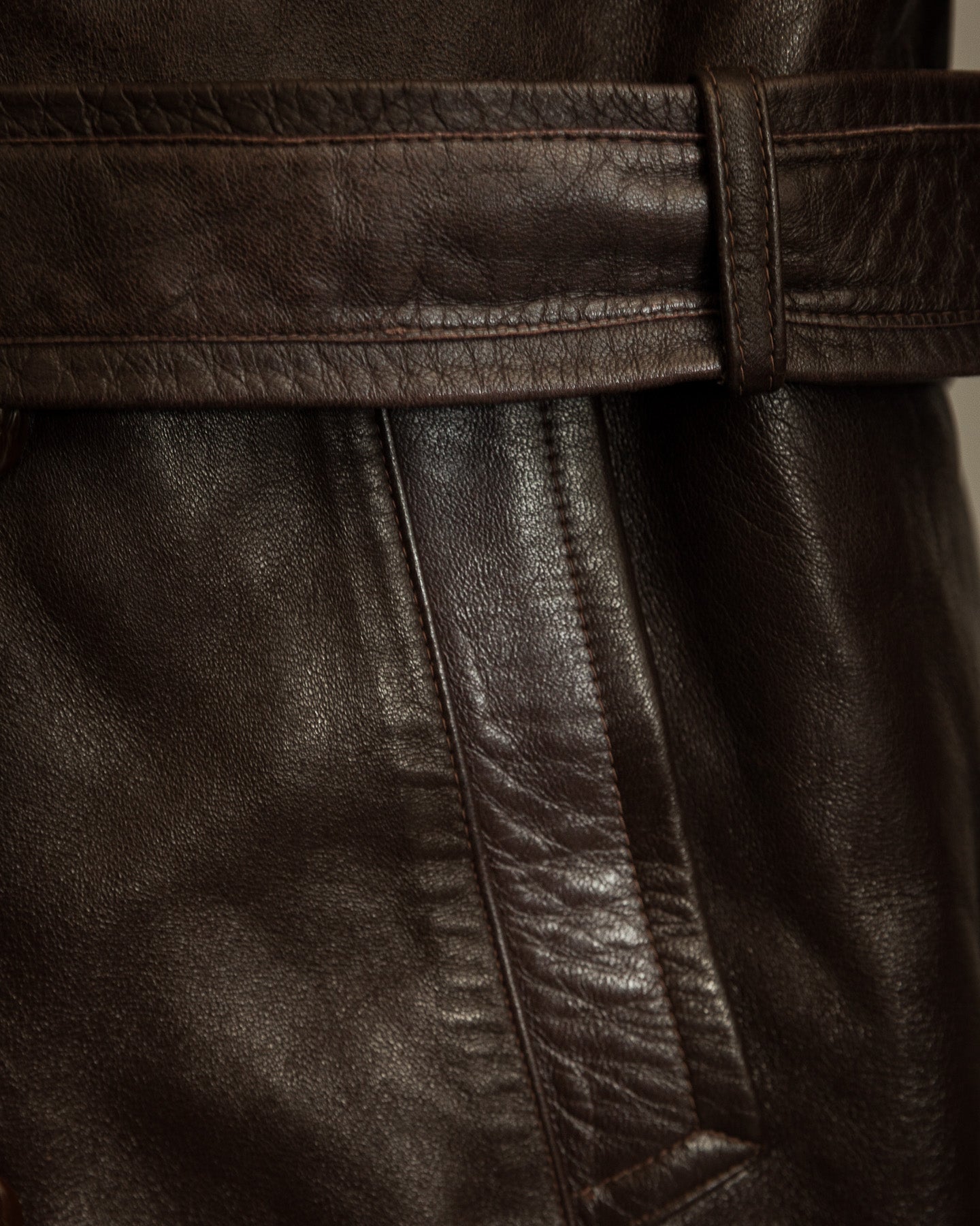 Vintage 1950s Boris Kidrič Cold War Leather Trench Coat Sheepskin Lined
