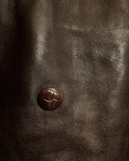 Vintage 1950s Boris Kidrič Cold War Leather Trench Coat Sheepskin Lined