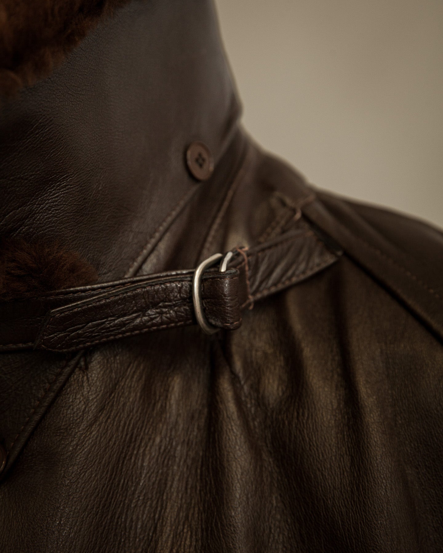 Vintage 1950s Boris Kidrič Cold War Leather Trench Coat Sheepskin Lined