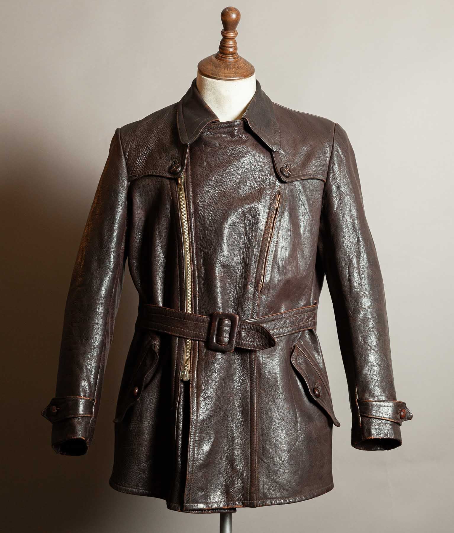 Vintage 1940s German Wehrmacht Kradmelder Leather Motorcycle Dispatch Rider Jacket