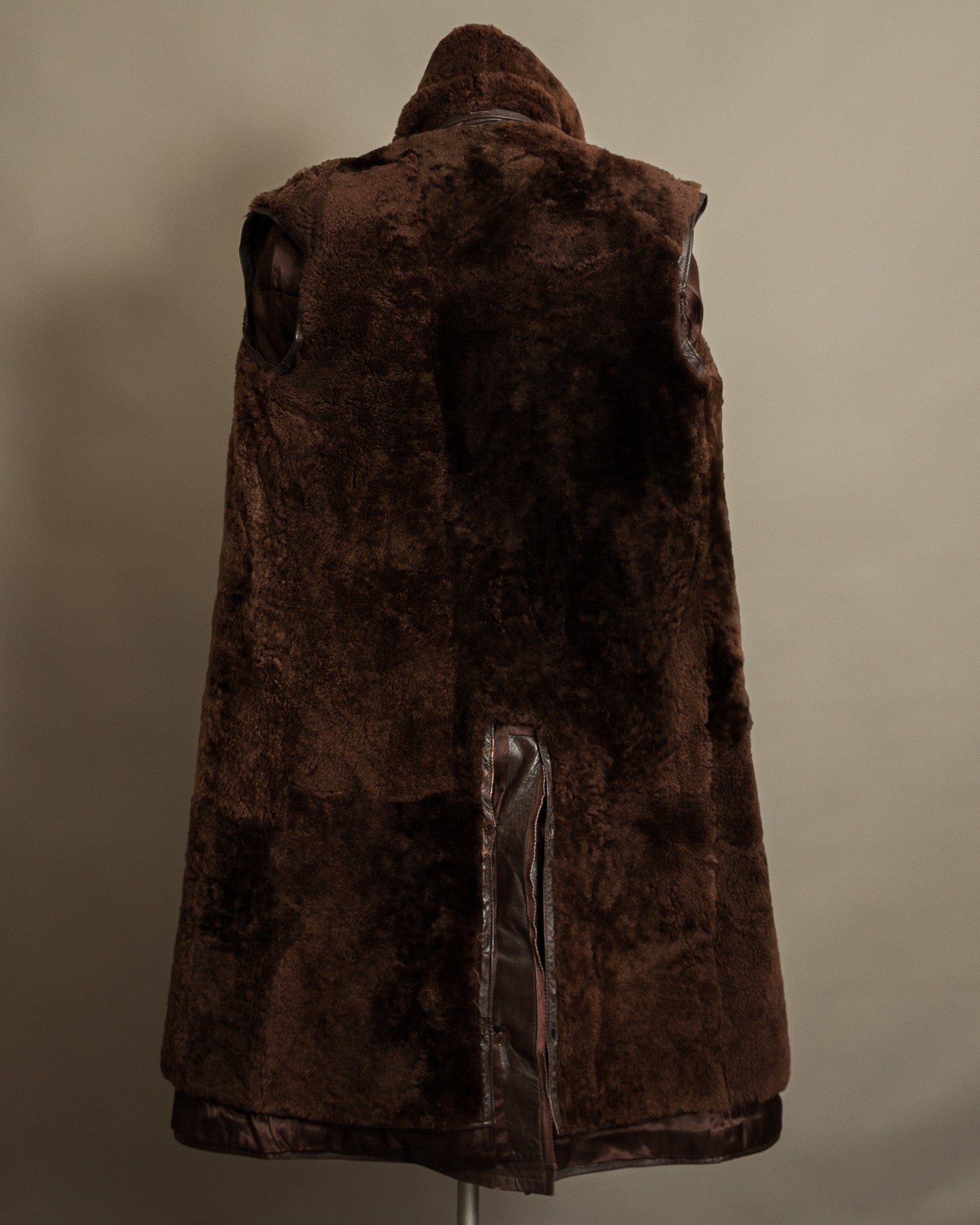 Vintage 1950s Boris Kidrič Cold War Leather Trench Coat Sheepskin Lined