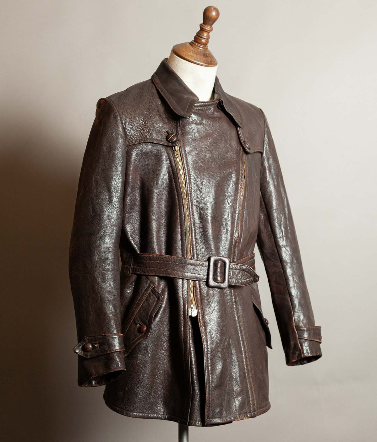 Vintage 1940s German Wehrmacht Kradmelder Leather Motorcycle Dispatch Rider Jacket
