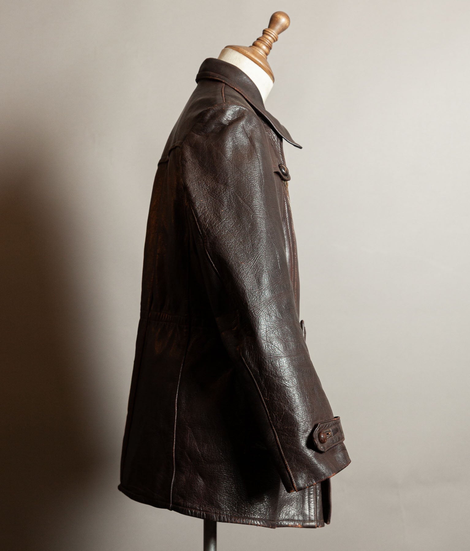 Vintage 1940s German Wehrmacht Kradmelder Leather Motorcycle Dispatch Rider Jacket