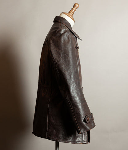 Vintage 1940s German Wehrmacht Kradmelder Leather Motorcycle Dispatch Rider Jacket