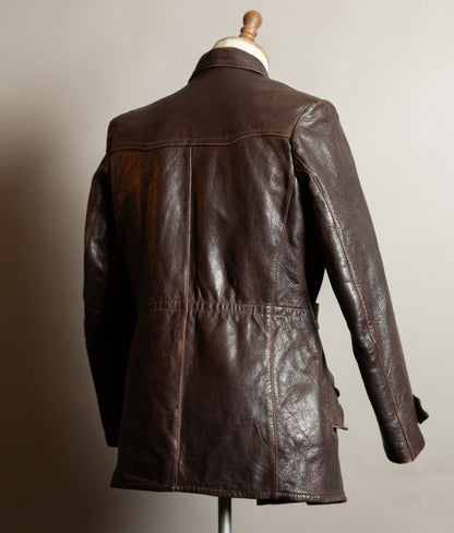 Vintage 1940s German Wehrmacht Kradmelder Leather Motorcycle Dispatch Rider Jacket