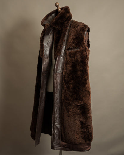 Vintage 1950s Boris Kidrič Cold War Leather Trench Coat Sheepskin Lined