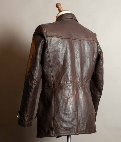 Vintage 1940s German Wehrmacht Kradmelder Leather Motorcycle Dispatch Rider Jacket