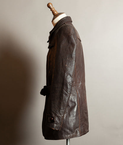 Vintage 1940s German Wehrmacht Kradmelder Leather Motorcycle Dispatch Rider Jacket