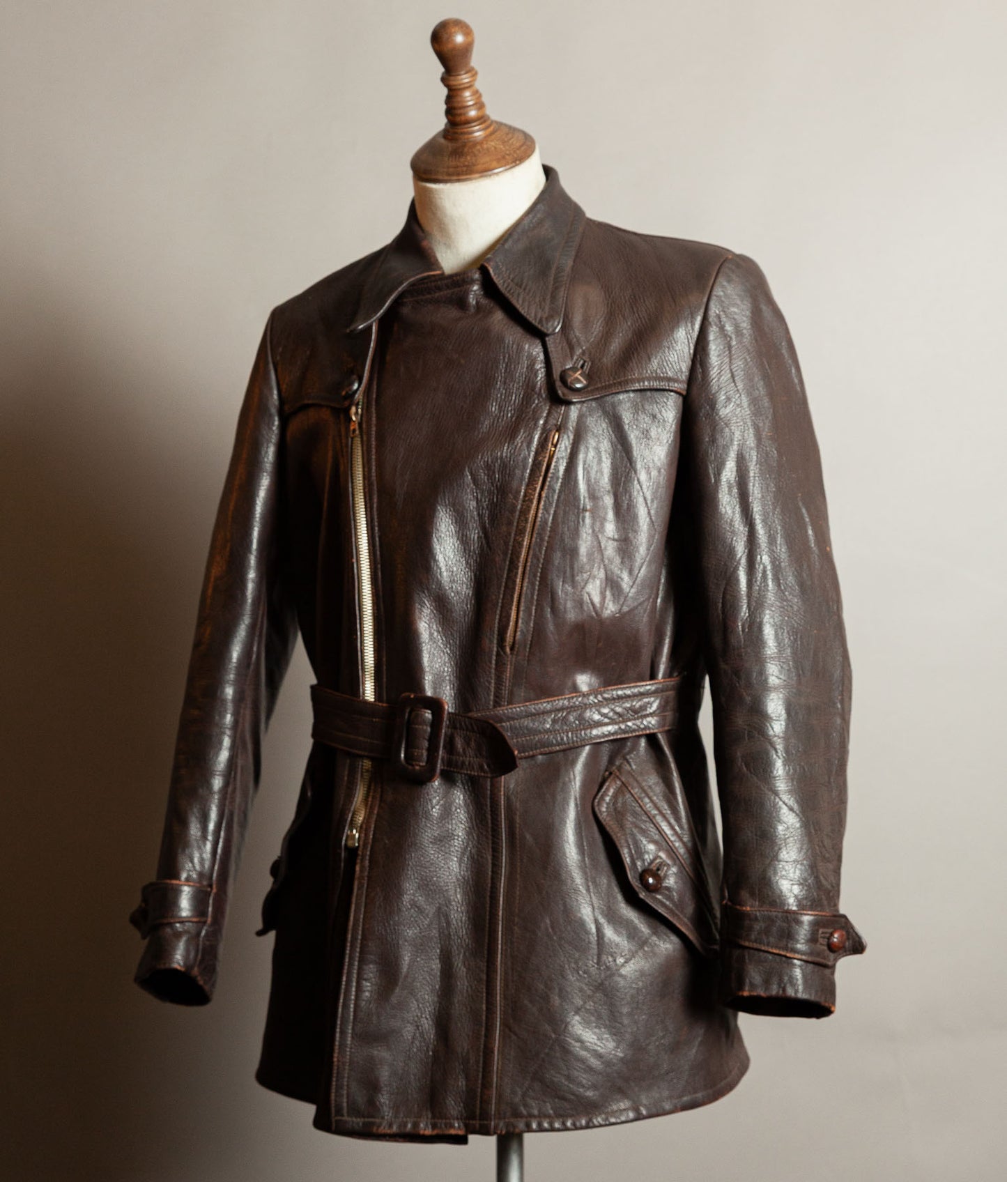 Vintage 1940s German Wehrmacht Kradmelder Leather Motorcycle Dispatch Rider Jacket