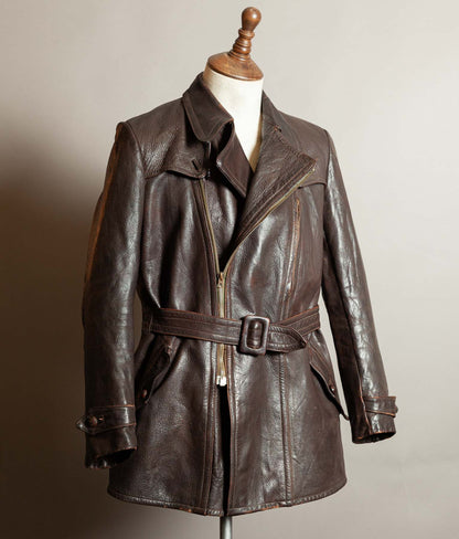 Vintage 1940s German Wehrmacht Kradmelder Leather Motorcycle Dispatch Rider Jacket