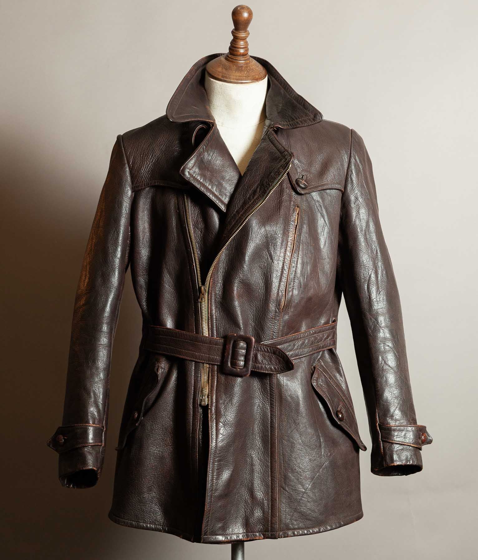 Vintage 1940s German Wehrmacht Kradmelder Leather Motorcycle Dispatch Rider Jacket