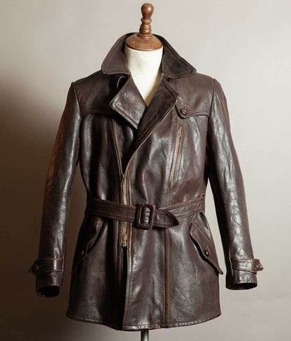 Vintage 1940s German Wehrmacht Kradmelder Leather Motorcycle Dispatch Rider Jacket