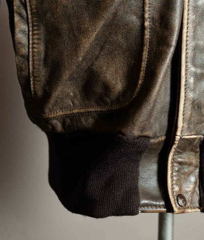Vintage 1980s Schott 684SM Steerhide A-2 Flight Jacket Made in USA