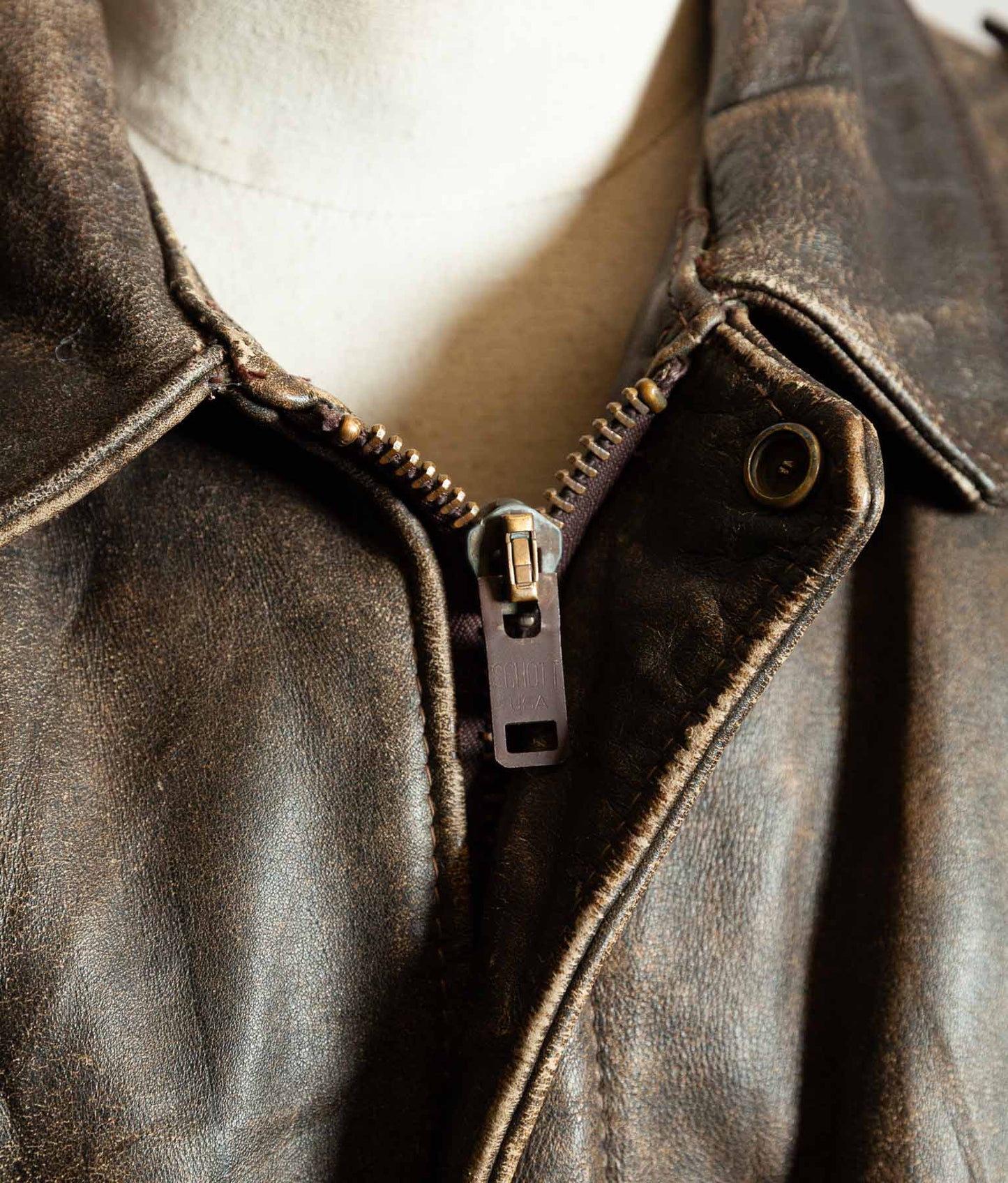 Vintage 1980s Schott 684SM Steerhide A-2 Flight Jacket Made in USA