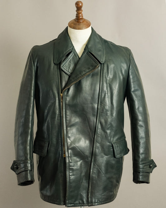1940s Wehrmacht Dispatch Rider Horsehide Jacket - Forest Green (42-44)