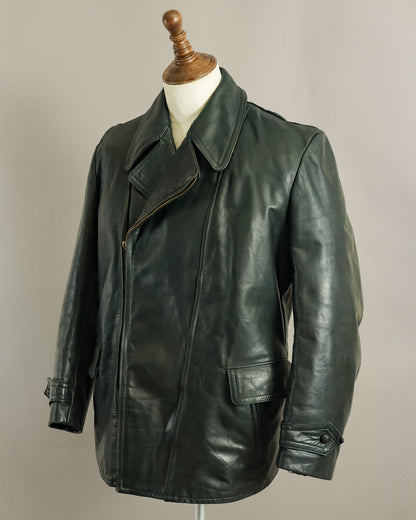 1940s Wehrmacht Dispatch Rider Horsehide Jacket - Forest Green (42-44)