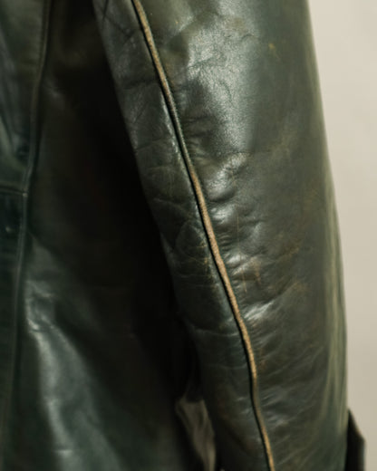 1940s Wehrmacht Dispatch Rider Horsehide Jacket - Forest Green (42-44)
