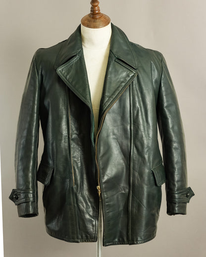 1940s Wehrmacht Dispatch Rider Horsehide Jacket - Forest Green (42-44)