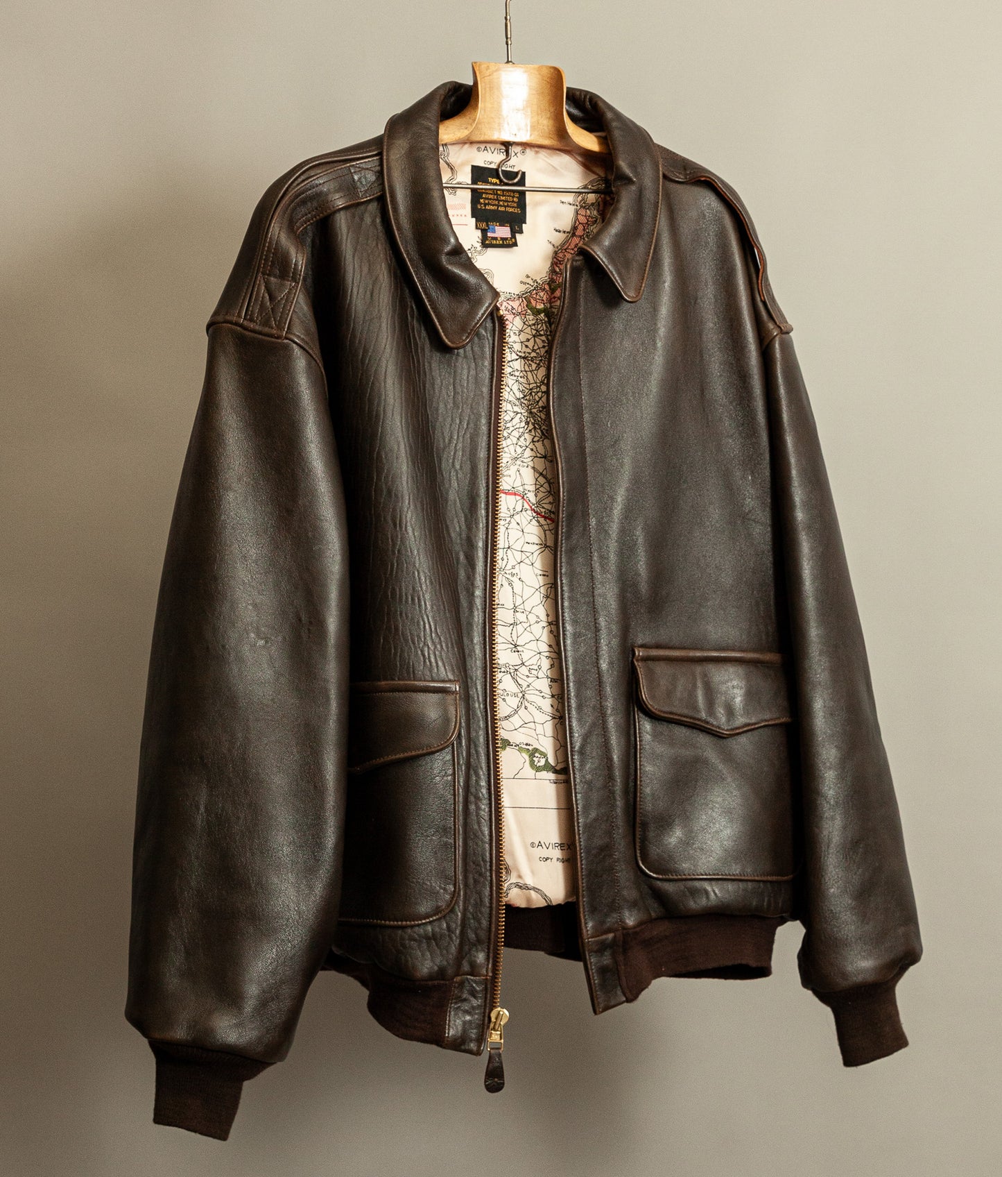 Vintage Avirex A2 Flight Jacket Brown Leather USA Made