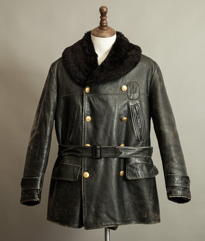 Vintage 1950s American Police Winter Patrol Leather Coat