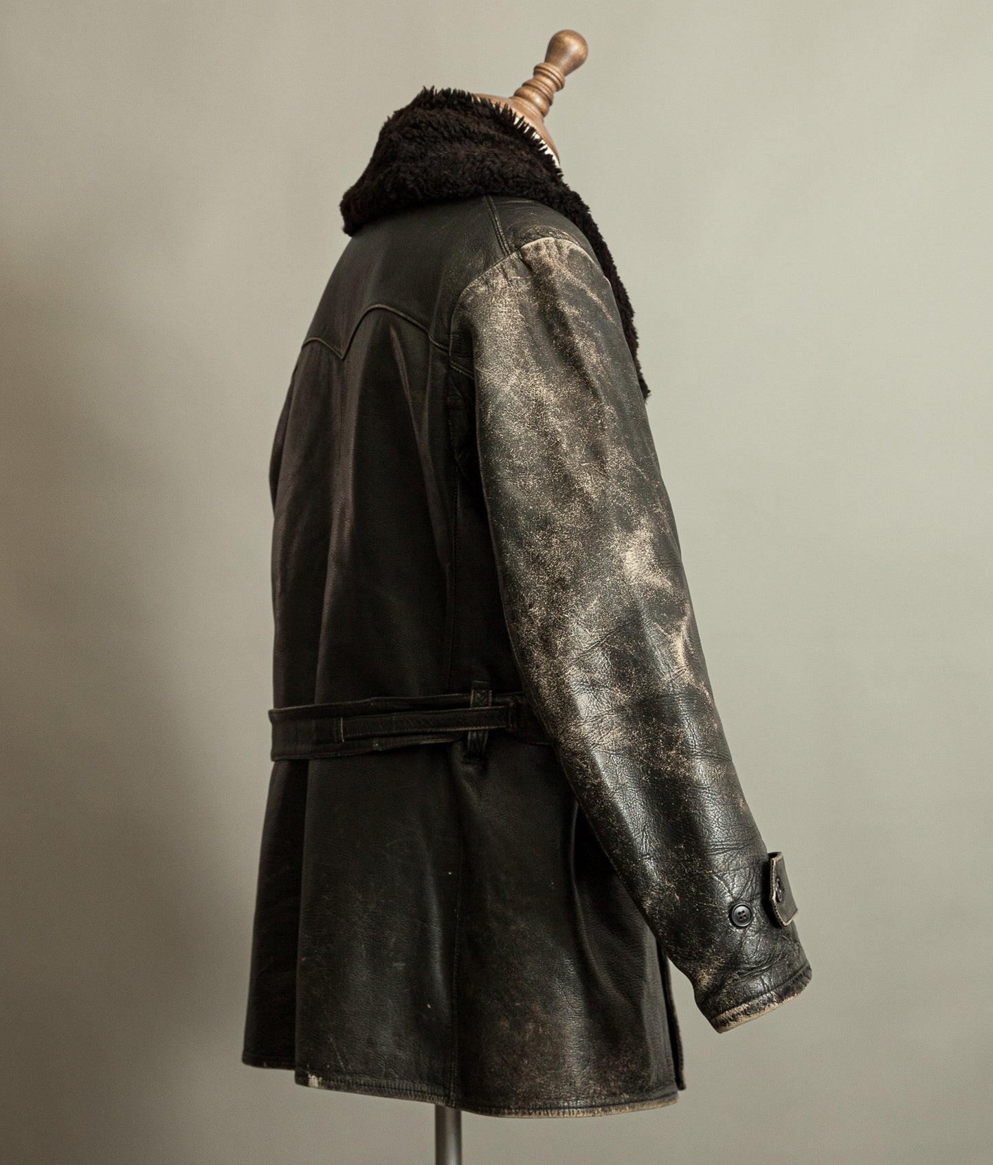 Vintage 1950s American Police Winter Patrol Leather Coat